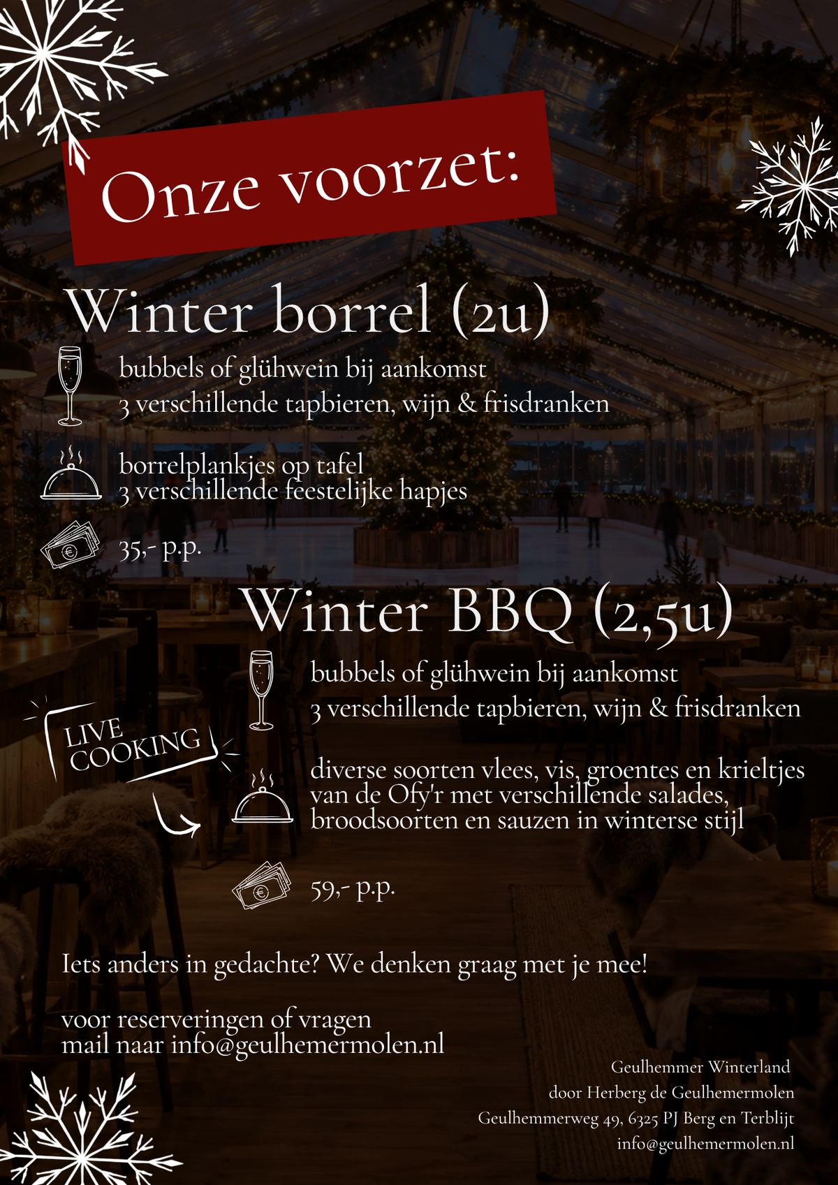 Kerstborrel arrangementen: Winter borrel en Winter BBQ